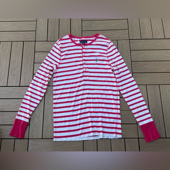 Ralph Lauren blue label pink and white striped long sleeve top - Picture 7 of 12
